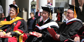 Dr. Geoff Coates ’89, Dr. Craig Dykstra, and Dean Reynolds ’70